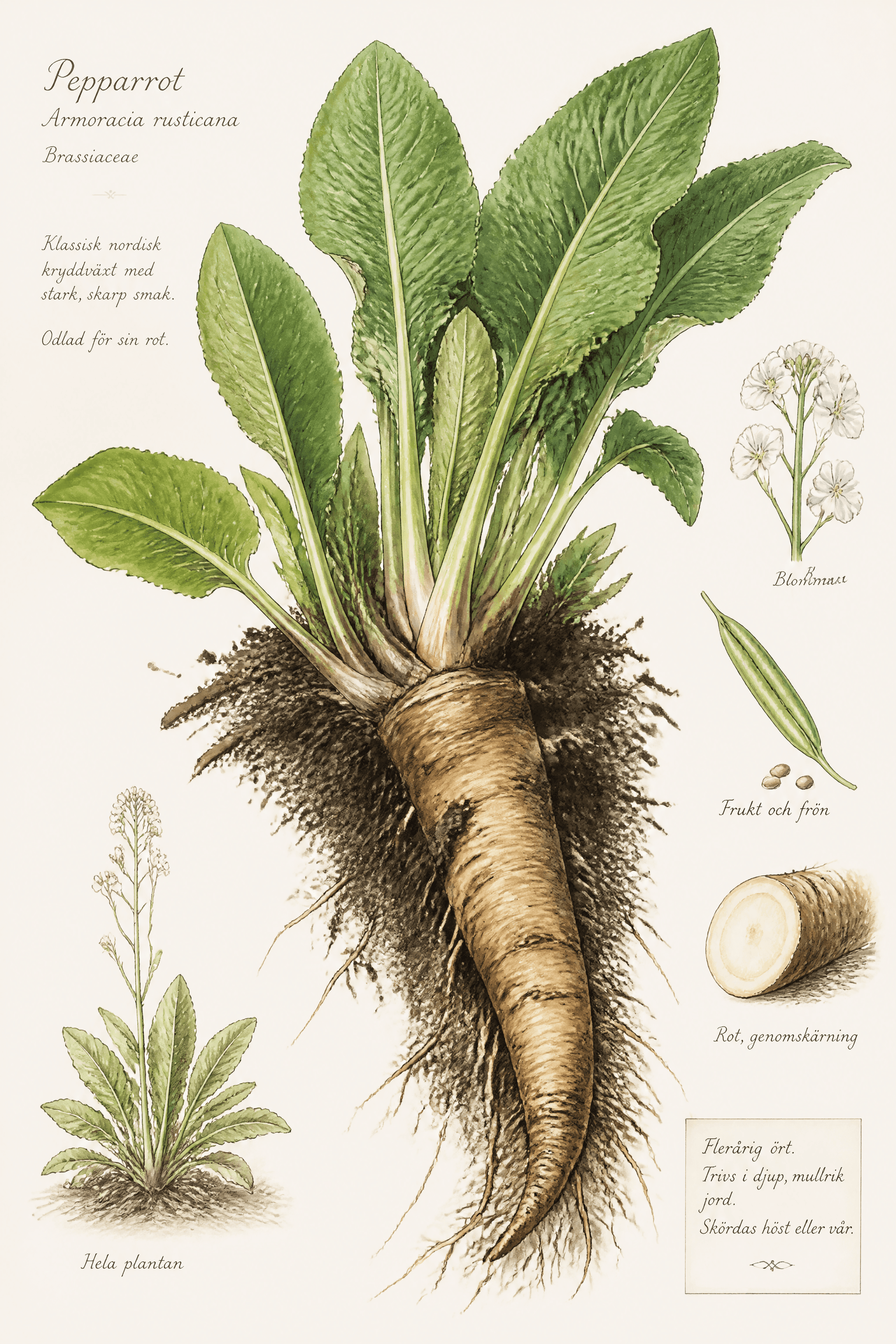 Affiche Raifort — racine botanique du condiment nordique