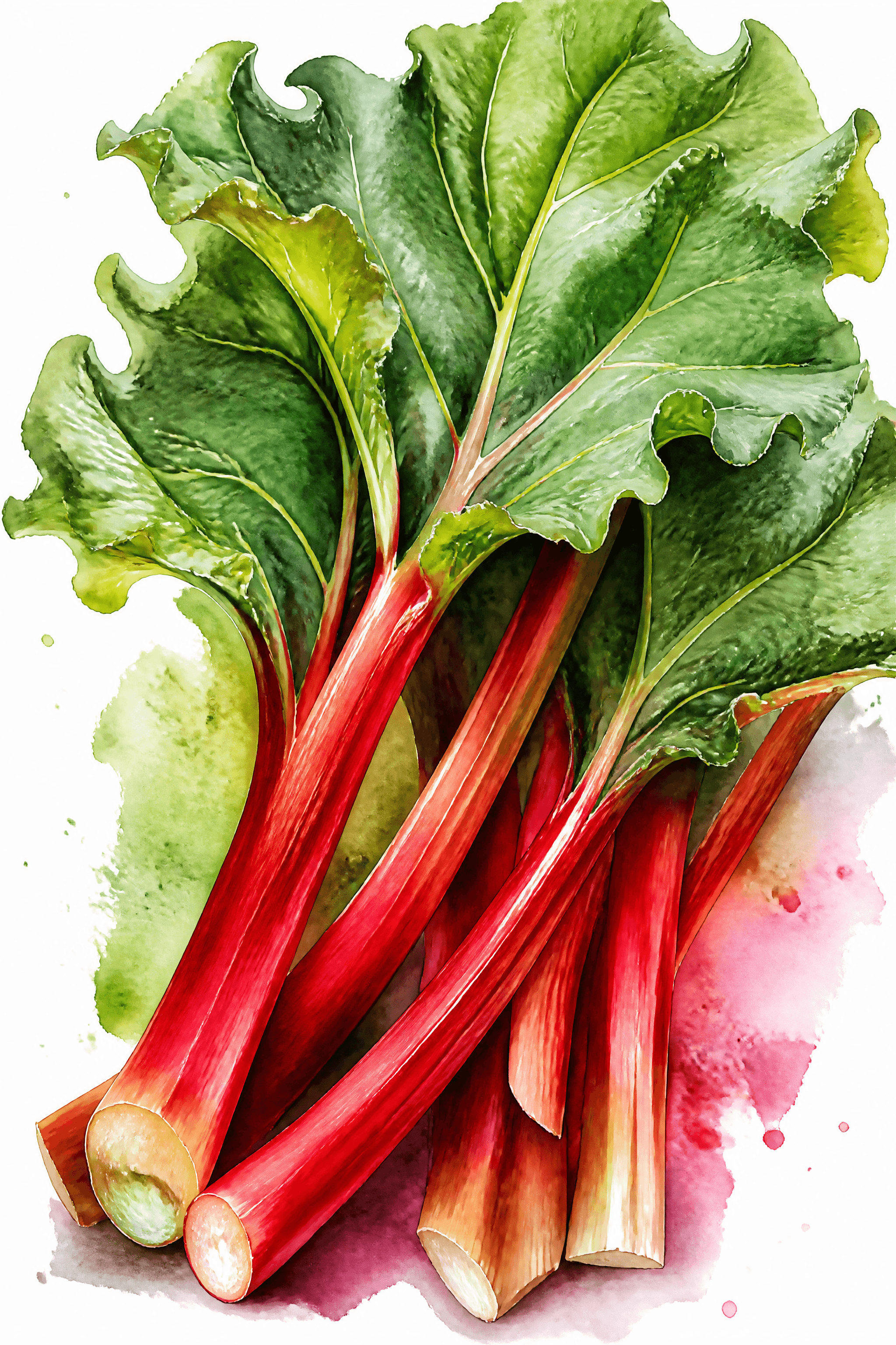 Affiche Rhubarbe — tiges rouges botanique du jardin nordique