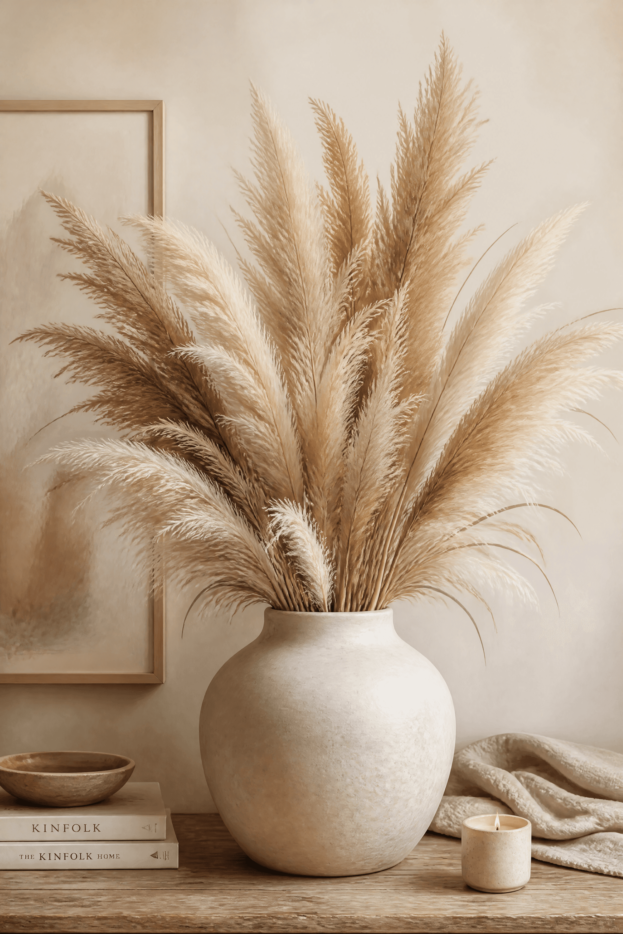 Affiche Herbe de la Pampa — boho scandinave en tons taupe