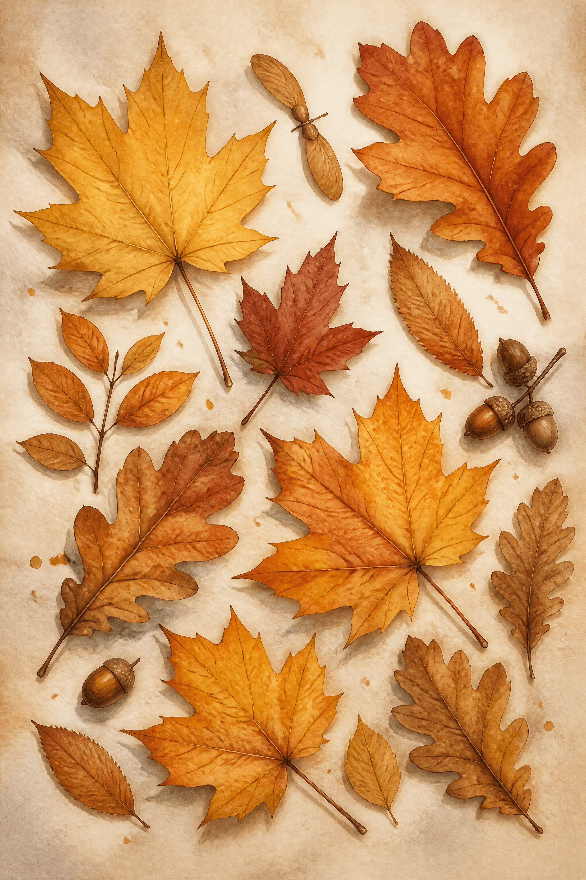 Affiche Feuilles d'Automne — composition botanique ambre et rouille