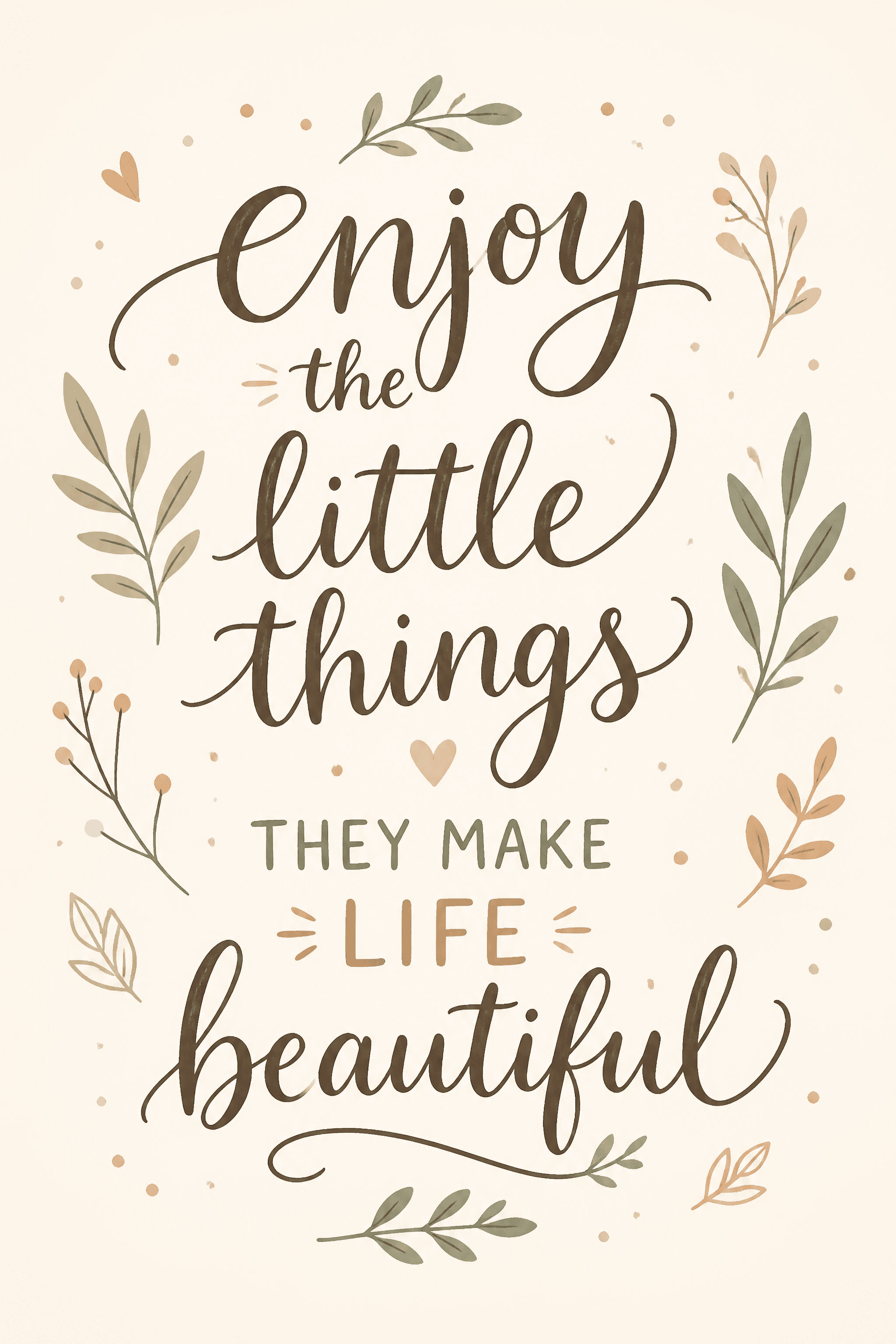 Affiche COZY Hand-Lettered — script avec ornements botaniques