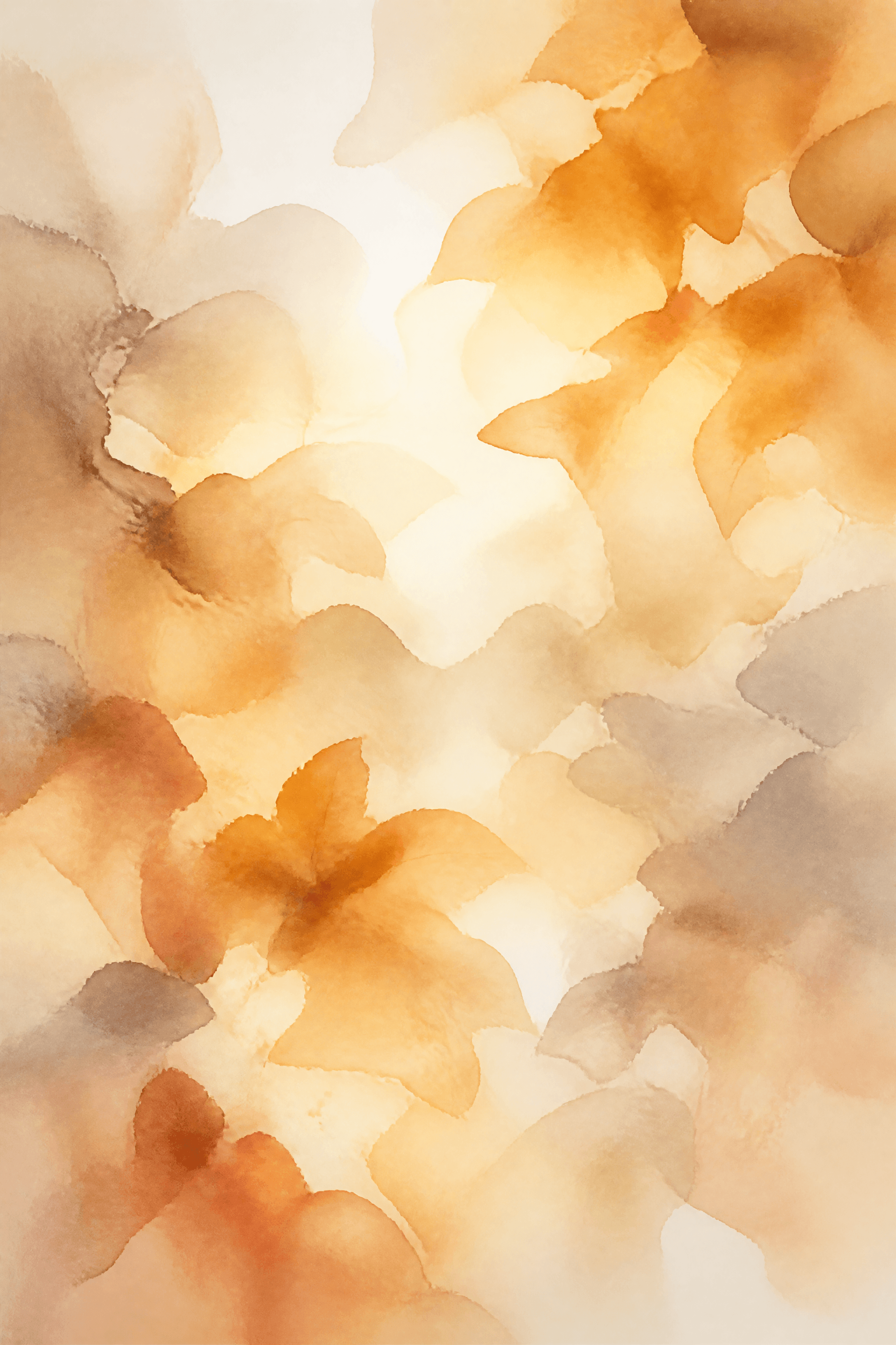 Affiche Abstrait Automne — formes ambrées flottantes sur fond pâle