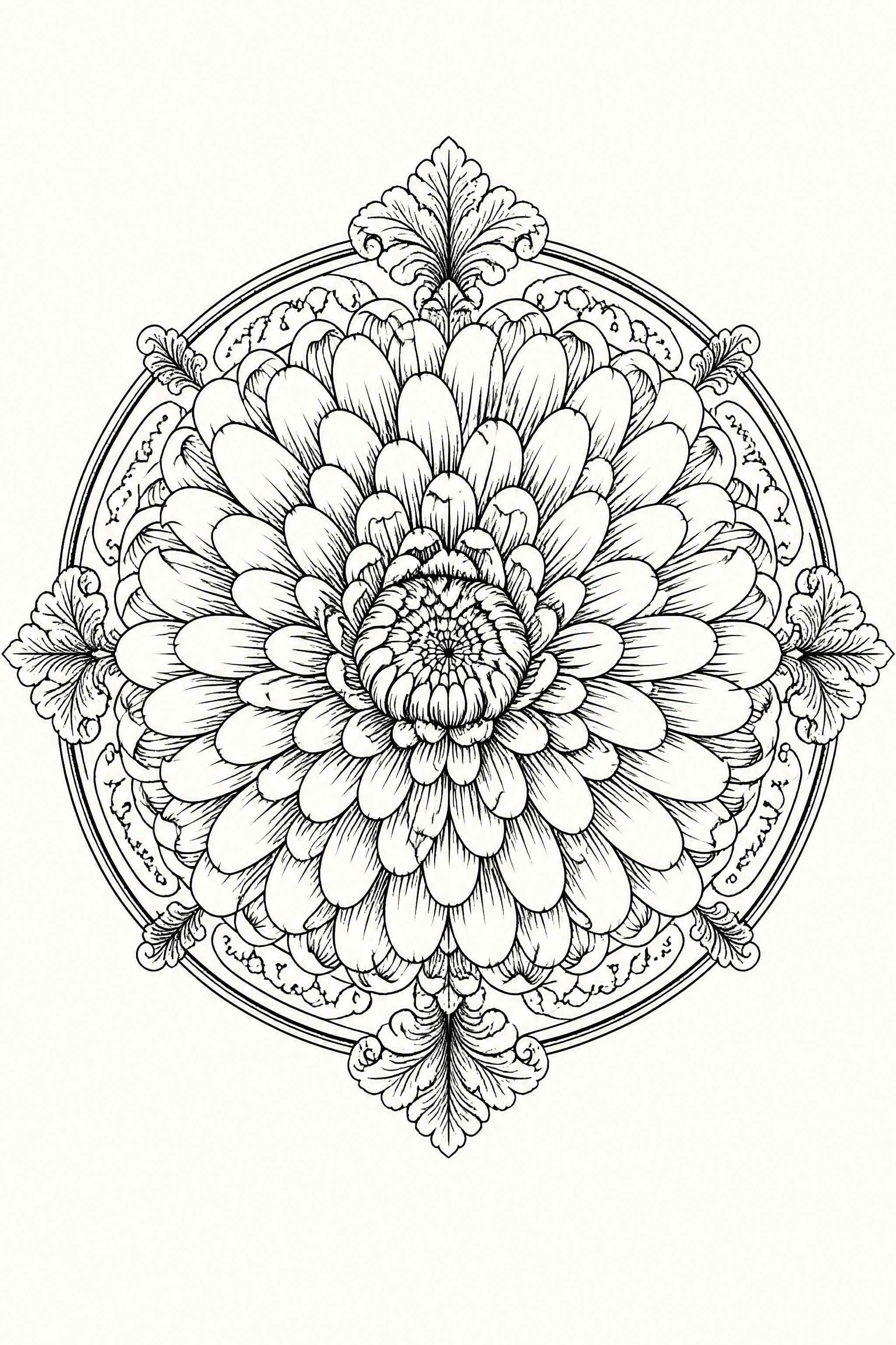 Affiche Chrysanthème Impérial — composition circulaire encre sur ivoire