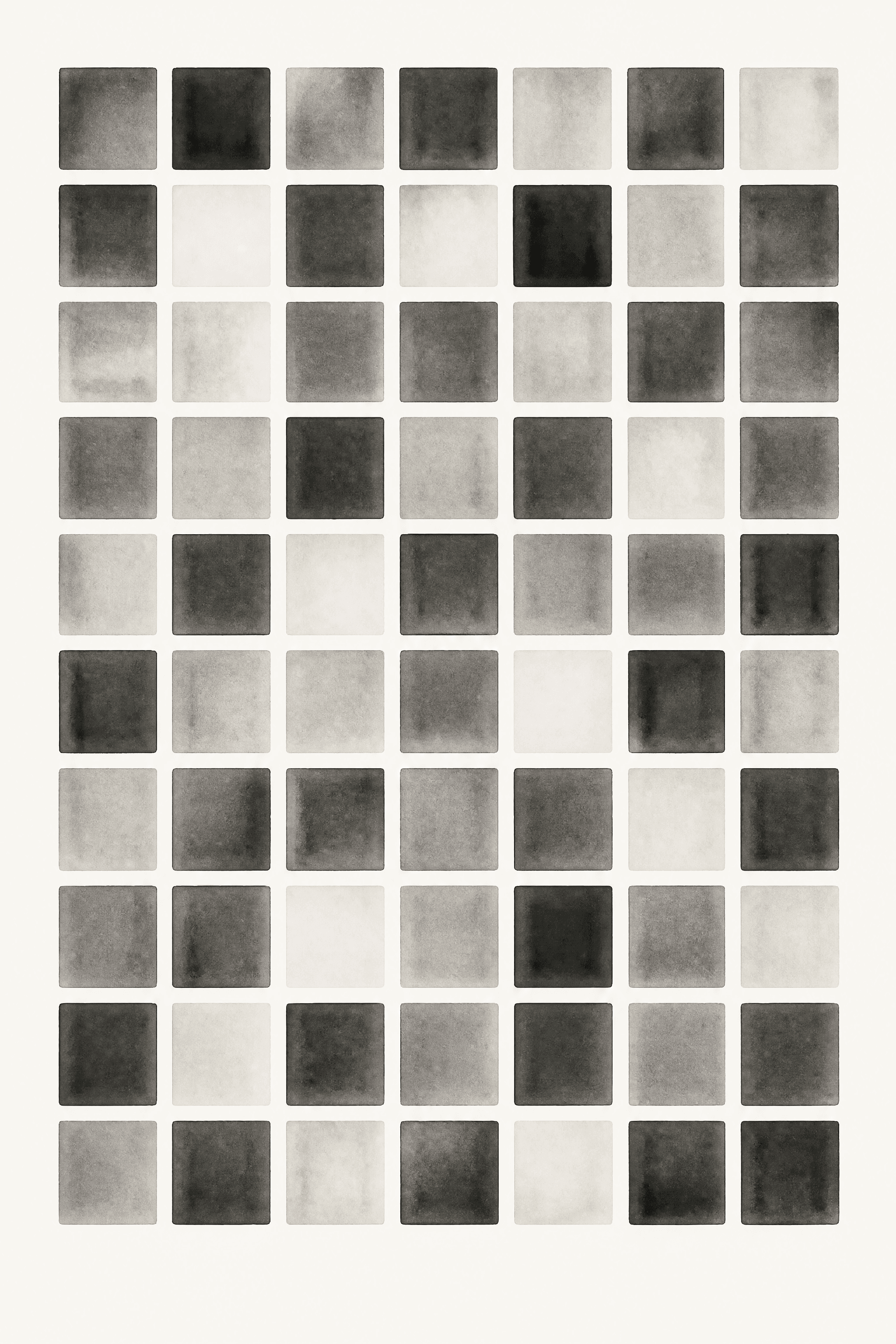Affiche Grille Shoji — répétition méditative en carreaux d'encre