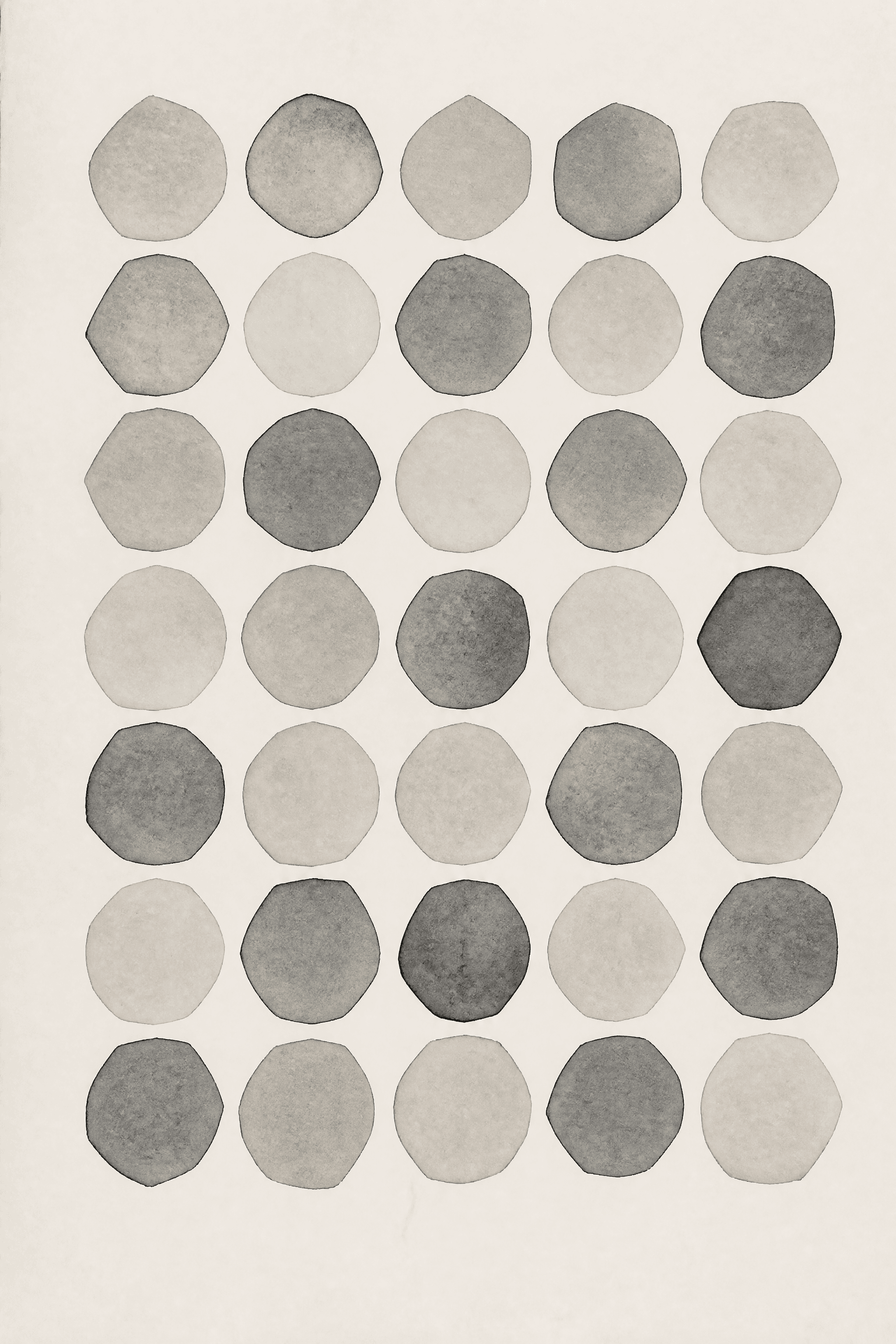 Affiche Hexagones Imparfaits — géométrie wabi-sabi tracée à la main