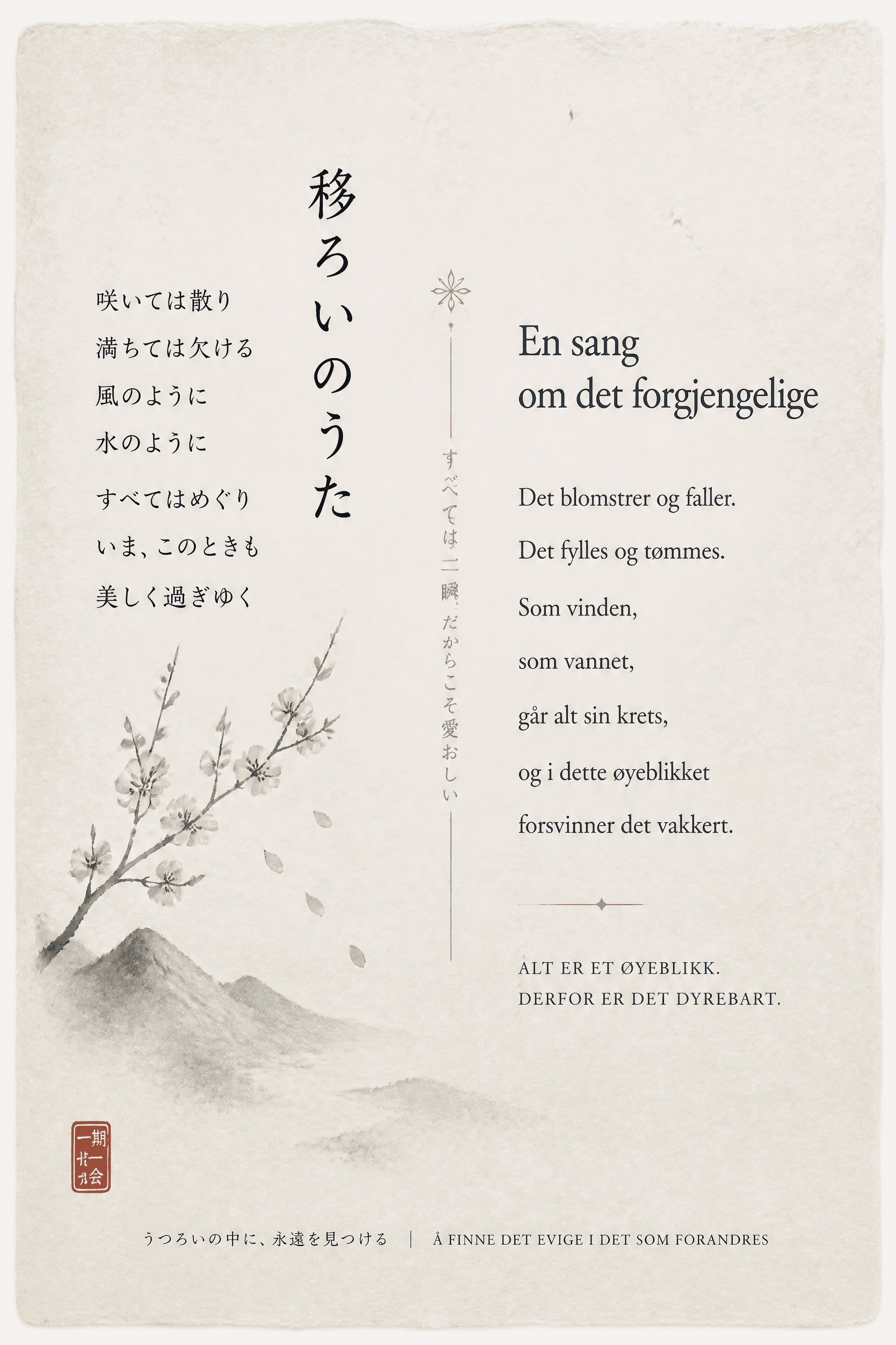 Affiche Citation Bilingue Japonais-Nordique — poésie de l'éphémère