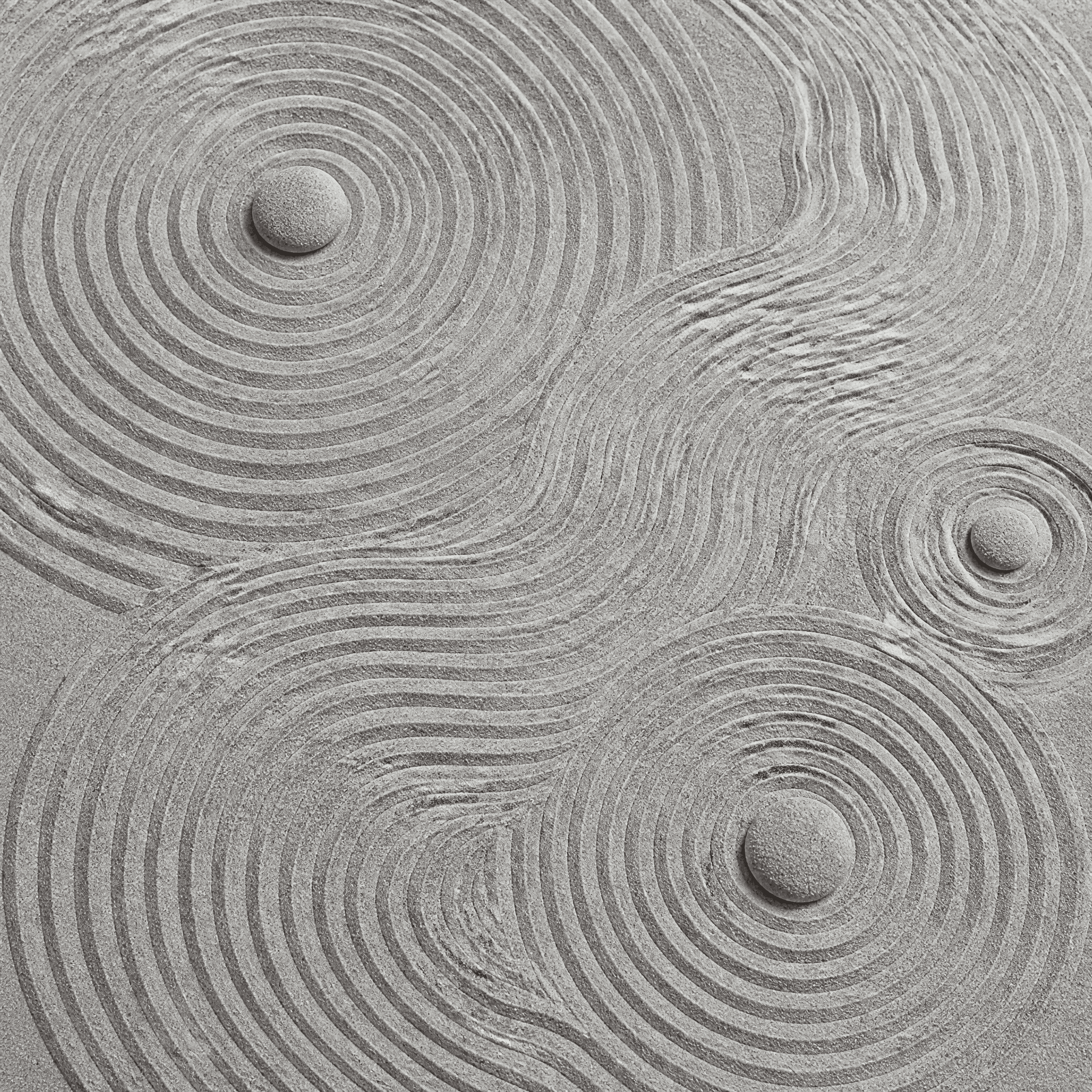 Affiche Jardin Zen Karesansui — motifs de graviers ratissés abstraits