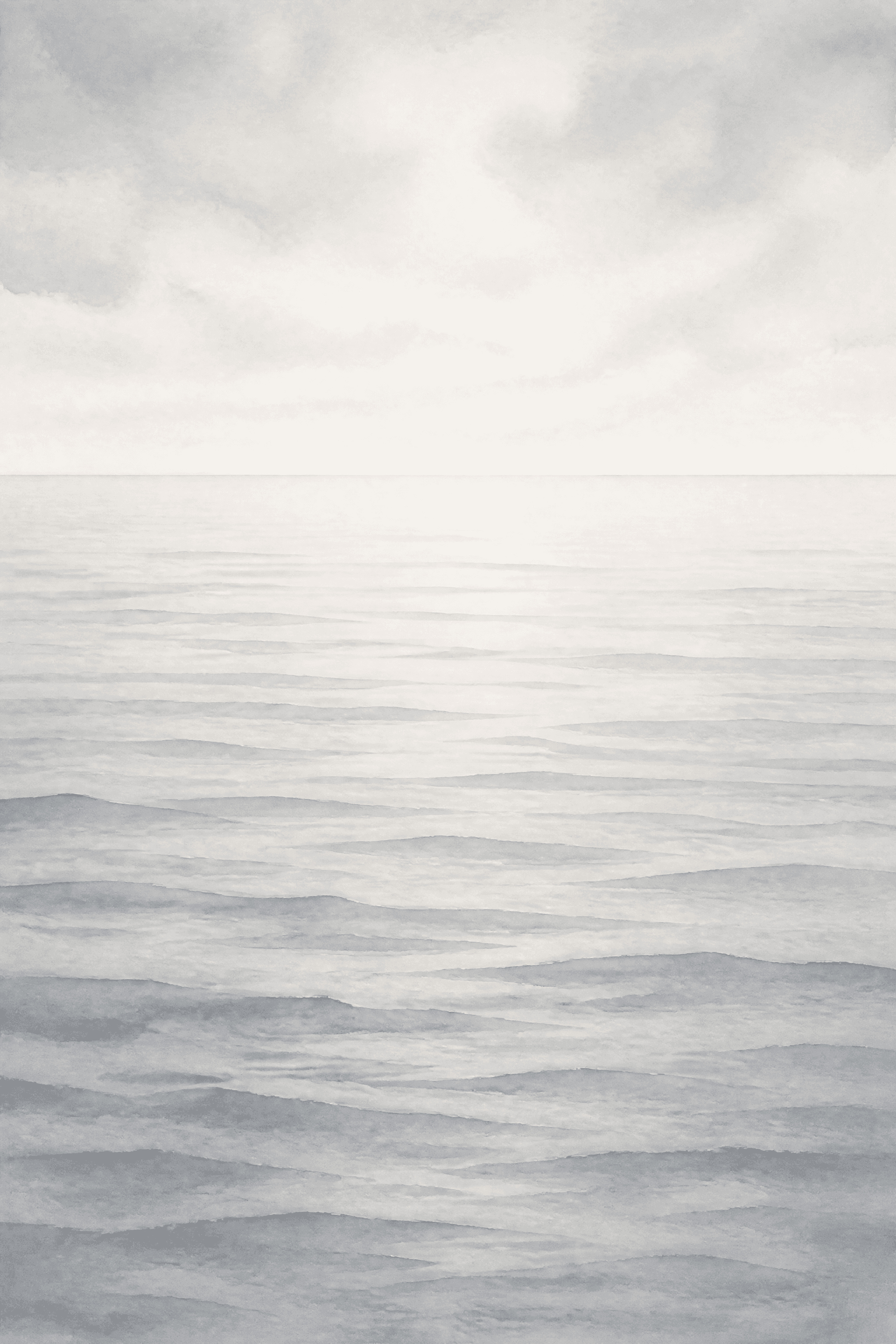 Affiche Mer Calme — abstraction horizontale aquarelle gris pâle