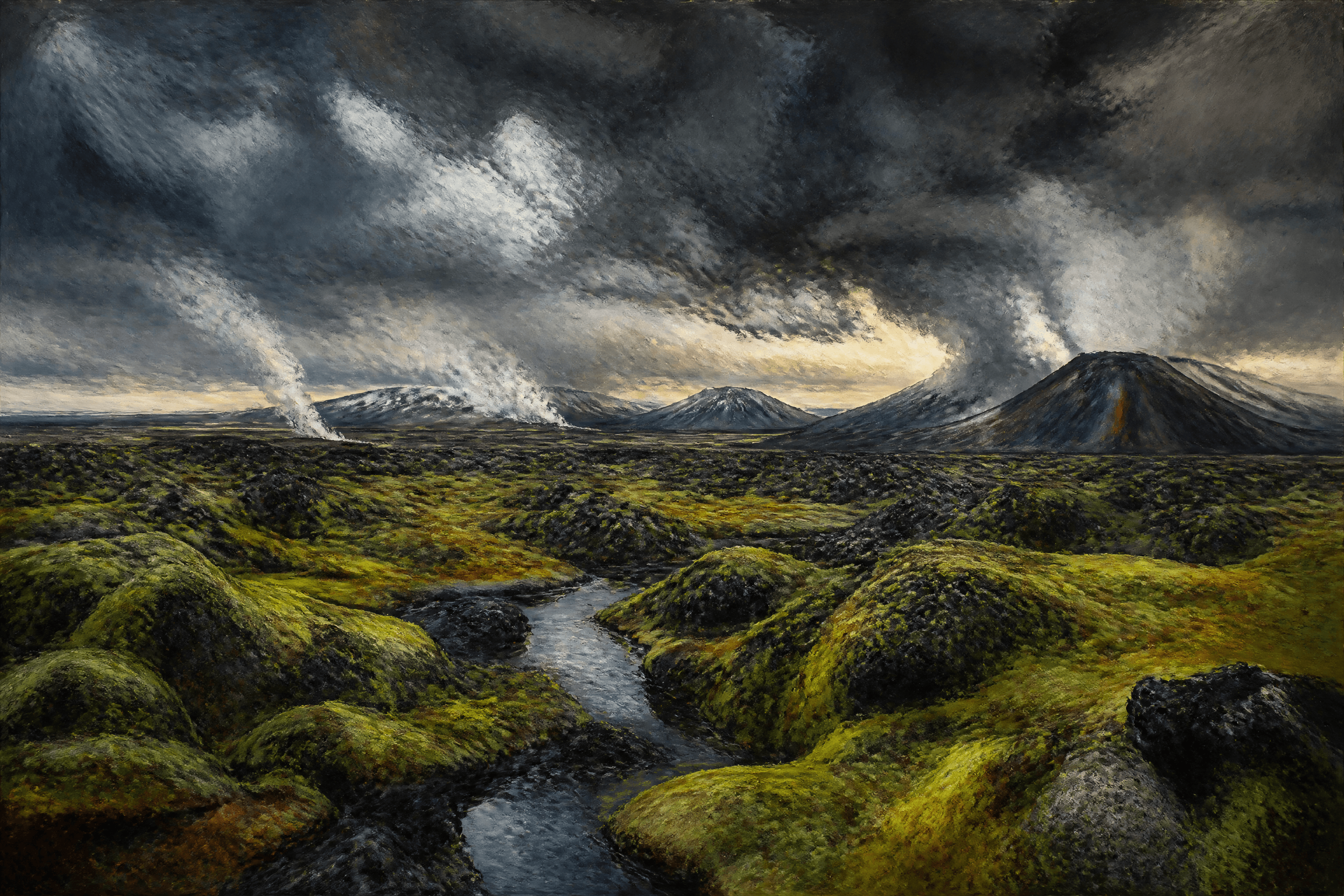 Affiche Paysage Volcanique Islande — lave et mousse verte