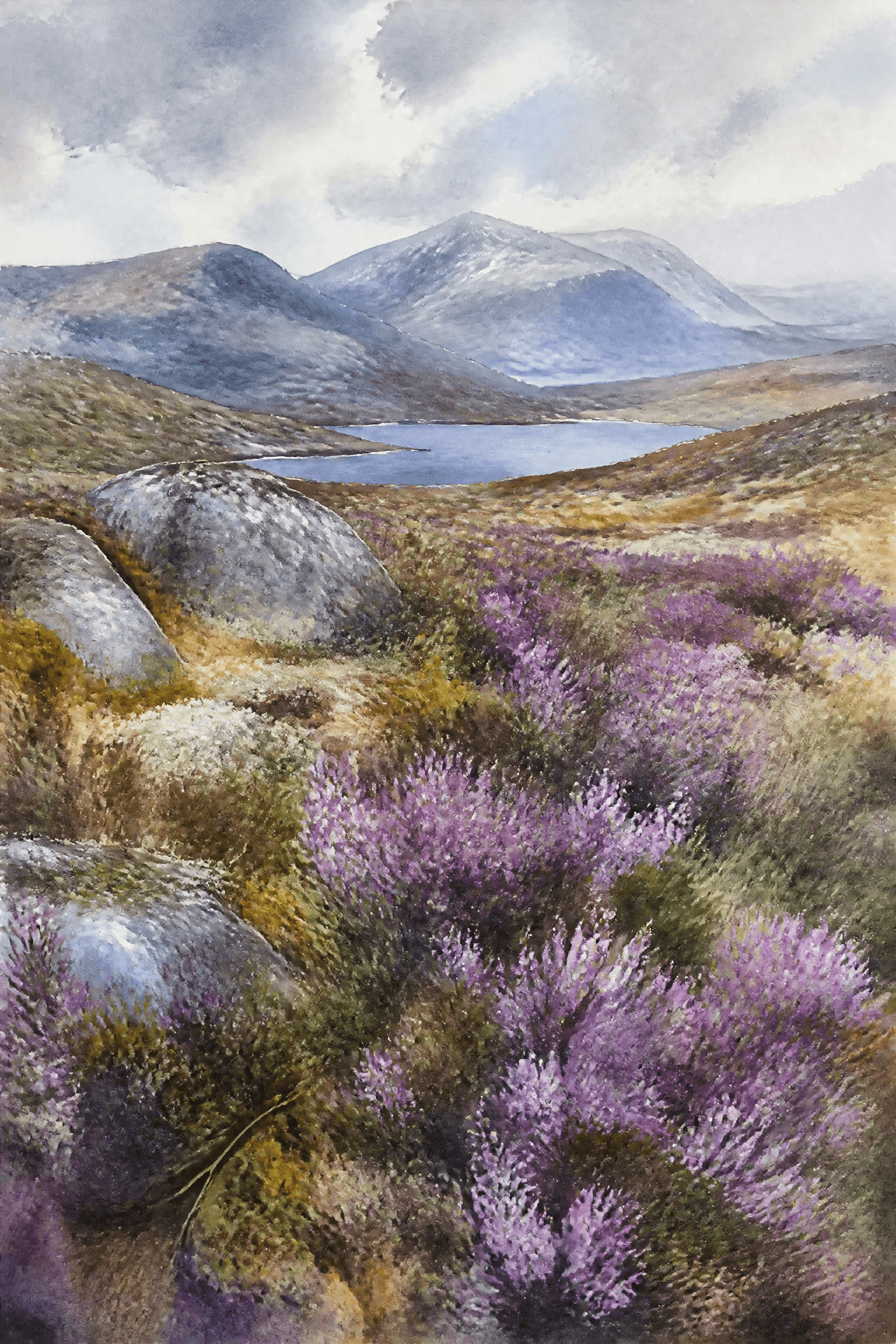 Affiche Bruyère Nordique — lande fleurie aquarelle impressionniste