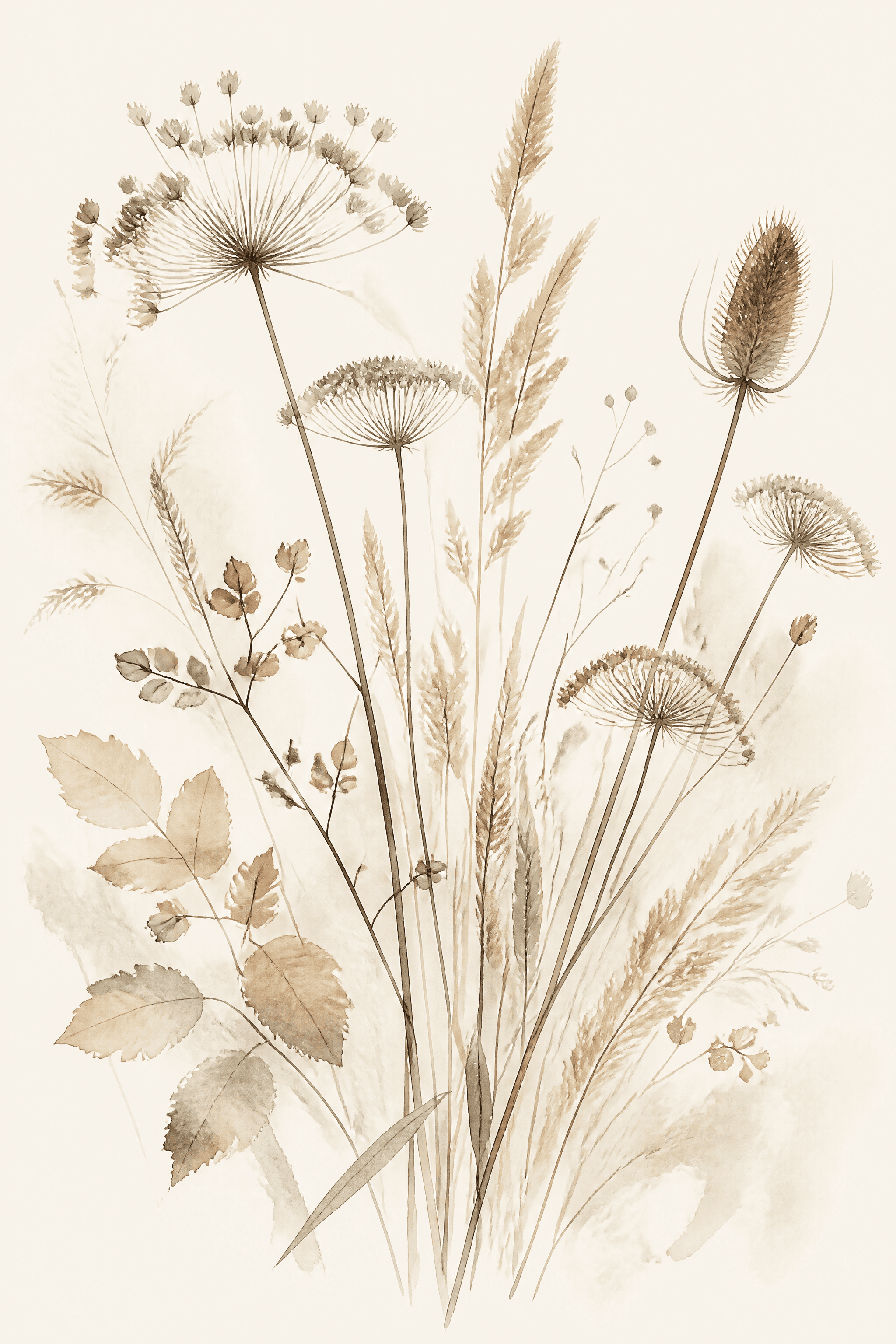 Affiche Herbes et Graines Séchées — cueillette scandinave aquarelle