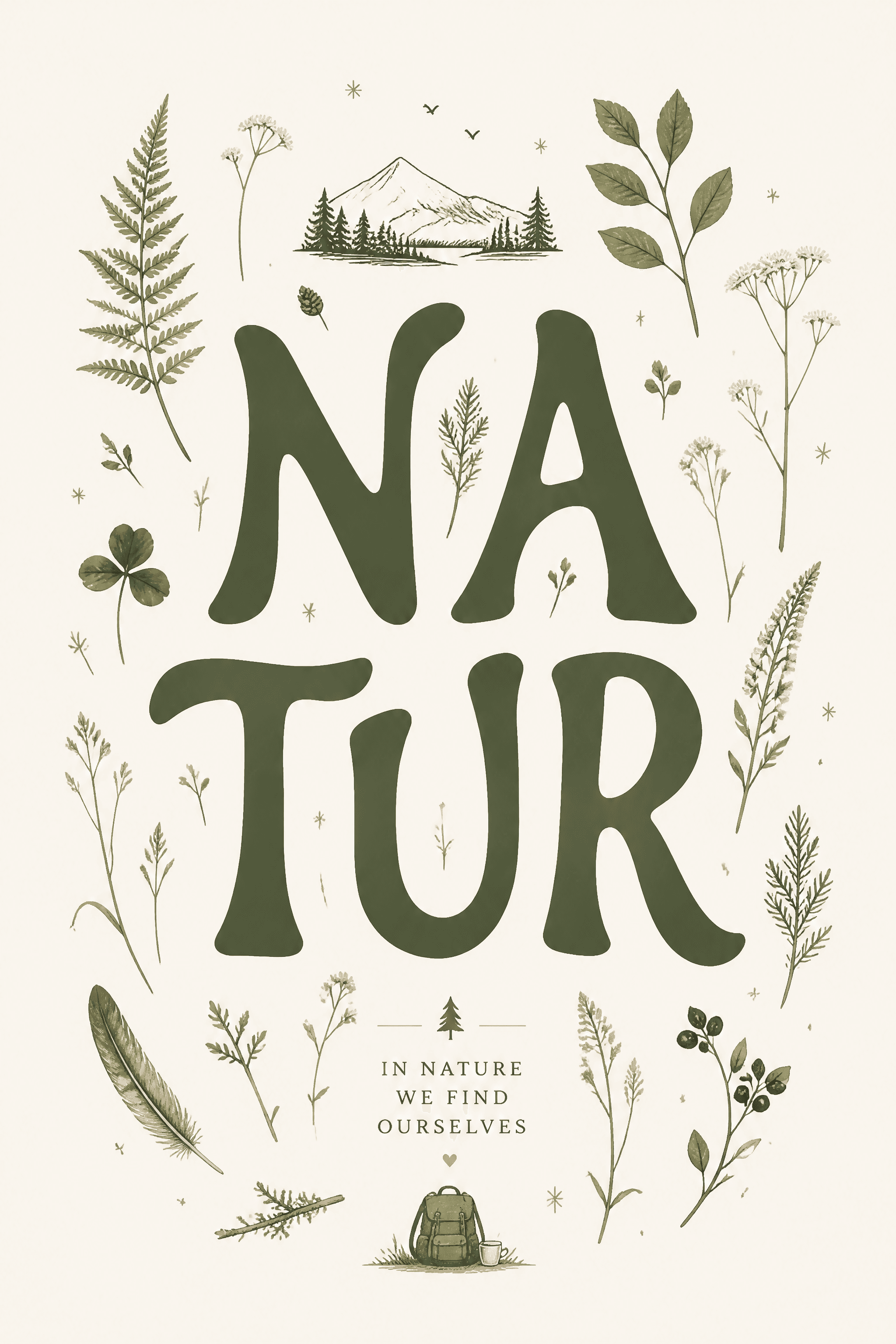 Affiche NATUR — nature scandinave typographie botanique