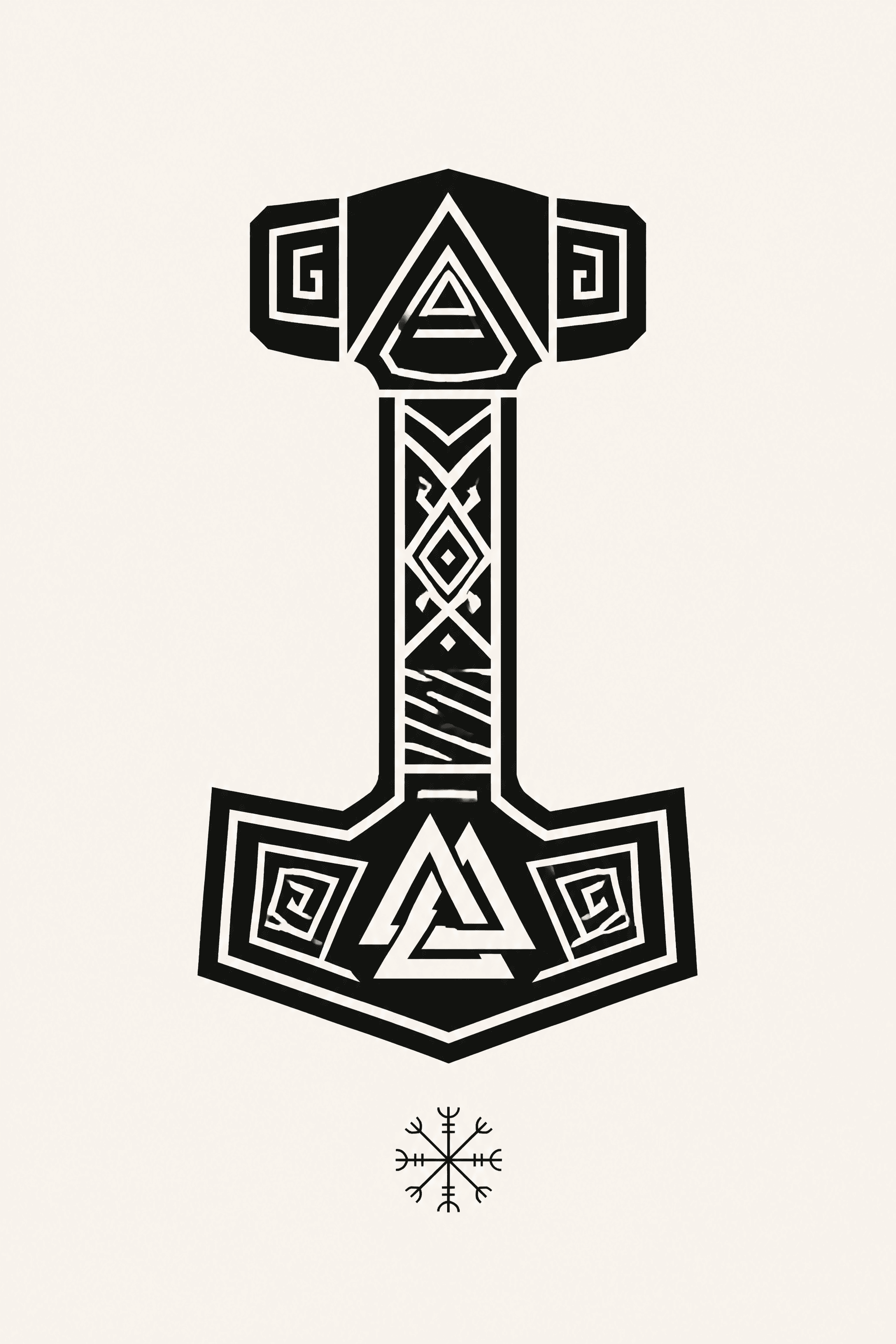 Affiche Mjölnir — marteau de Thor géométrique design moderne