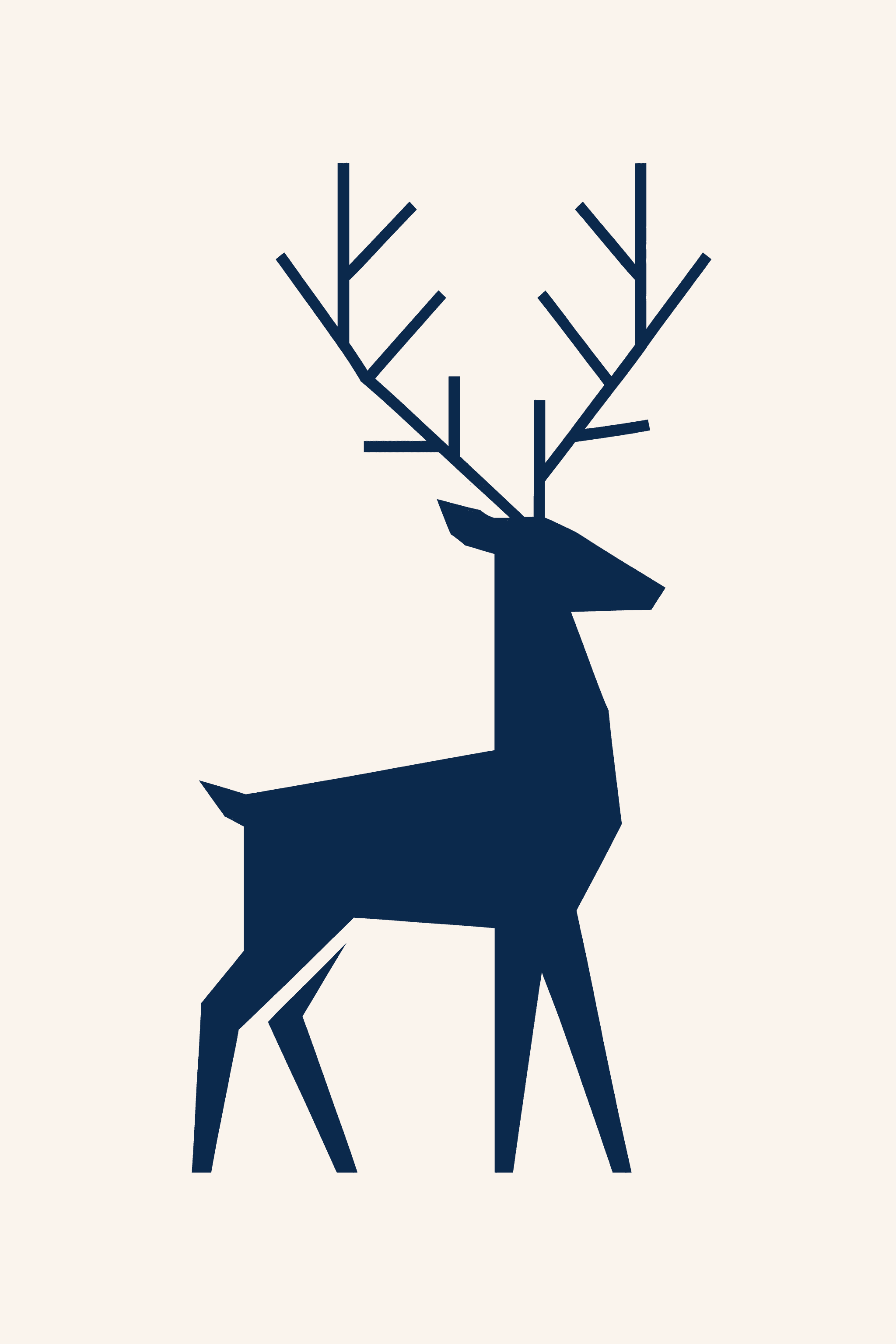 Affiche Renne Géométrique — silhouette minimaliste bois ramifiés
