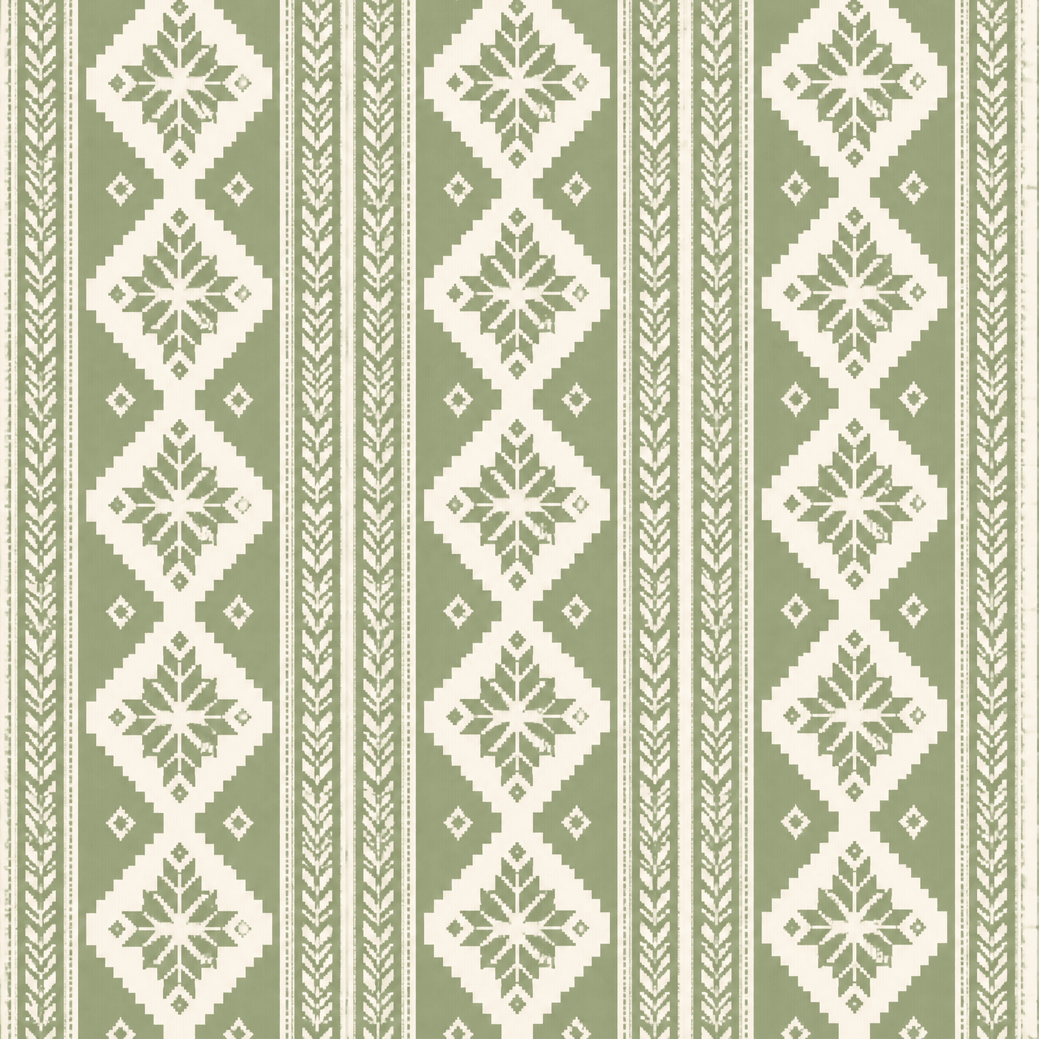 Affiche Pattern Losange Nordique — textile géométrique vert sauge